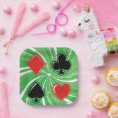 Retro Card Suits Vibrant Red and Black Papieren Bordje (Feest)