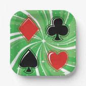 Retro Card Suits Vibrant Red and Black Papieren Bordje (Voorkant)