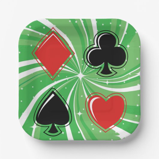 Retro Card Suits Vibrant Red and Black Papieren Bordje (Voorkant)