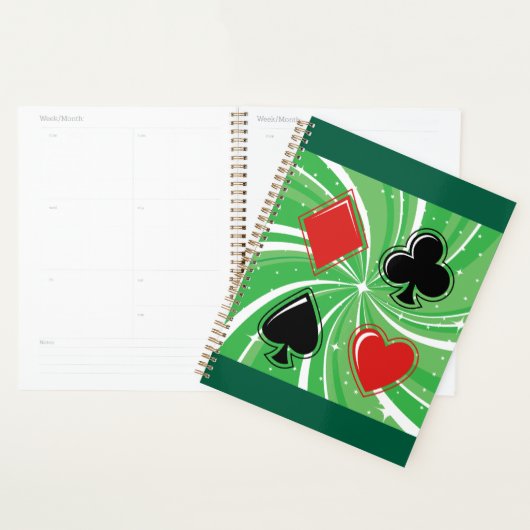 Retro Card Suits Vibrant Red and Black Planner (Display)