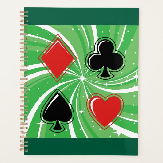 Retro Card Suits Vibrant Red and Black Planner (Voorkant)