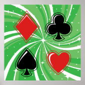 Retro Card Suits Vibrant Red and Black Poster (Voorkant)