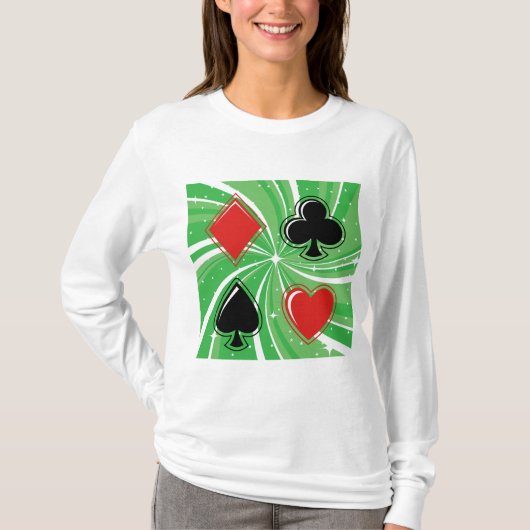 Retro Card Suits Vibrant Red and Black T-shirt (Voorkant)