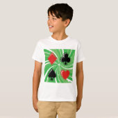 Retro Card Suits Vibrant Red and Black T-shirt (Voorkant volledig)