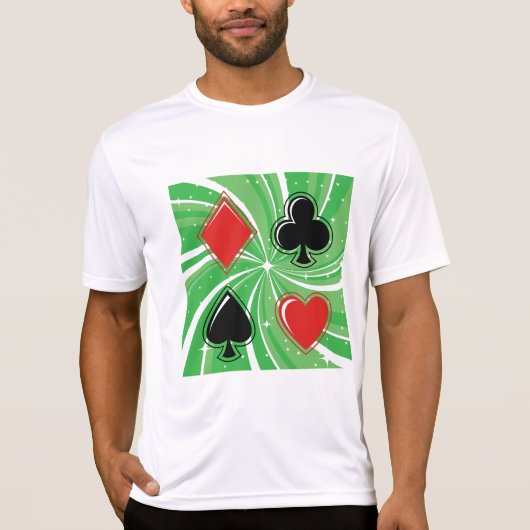 Retro Card Suits Vibrant Red and Black T-shirt (Voorkant)