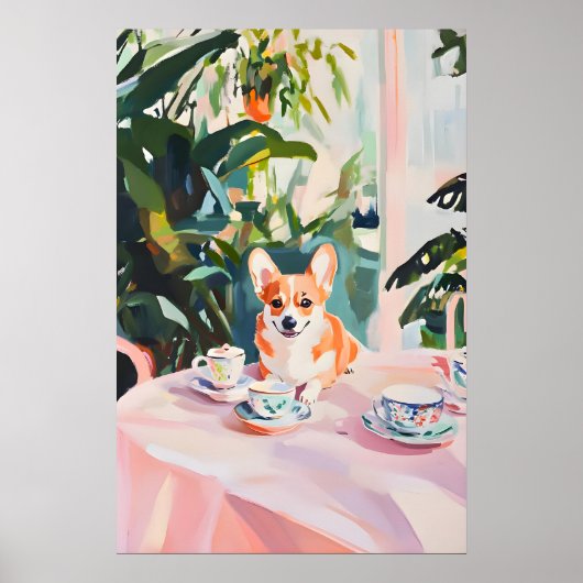 Retro Cardigan Welsh Corgi Poster, Corgi Olie Poster (Voorkant)