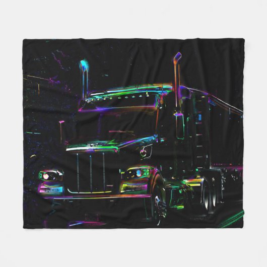 Retro Cargo Truck Art Fleece Deken (Voorkant (Horizontaal))