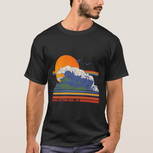 Retro Carmel-by-the-Zee CA 70s Style Tourist Souve T-shirt (Voorkant)