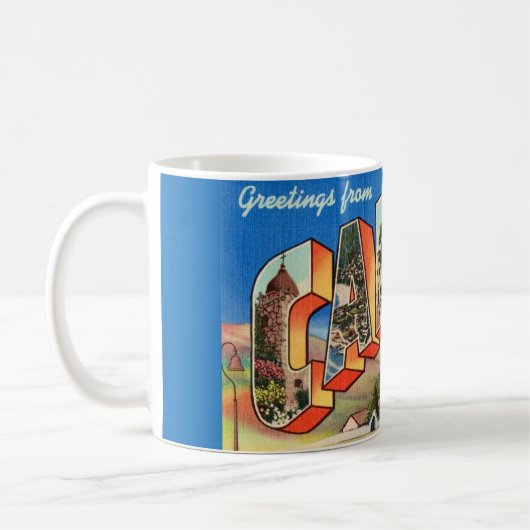 Retro Carmel Californië Groet Mok (Links)