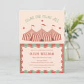 Retro  Carnaval Circus Baby shower Kaart (Staand voorkant)