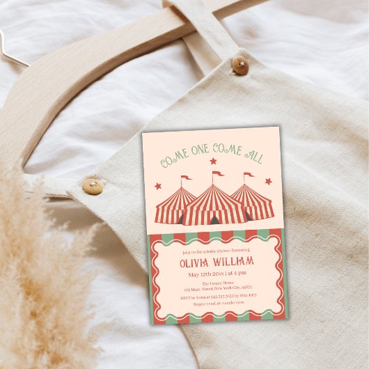 Retro  Carnaval Circus Baby shower Kaart