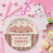 Retro Carnaval Circus Baby shower Papieren Bordje (Feest)