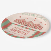 Retro Carnaval Circus Baby shower Papieren Bordje (Gekanteld)
