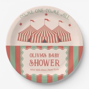 Retro  Carnaval Circus Baby shower Papieren Bordje