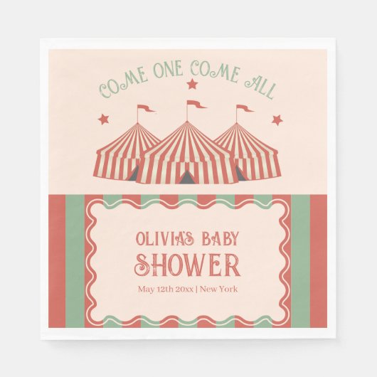 Retro Carnaval Circus Baby shower Servet (Voorkant)