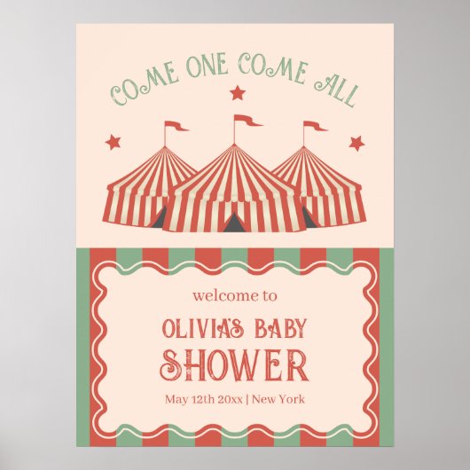 Retro  Carnaval Circus Baby shower Welkom Poster (Voorkant)