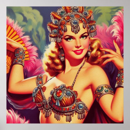 Retro Carnaval Pin-up Poster (Voorkant)