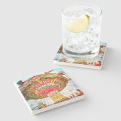  retro carnaval swing ride kleurrijke foto stenen onderzetter (Zijkant)