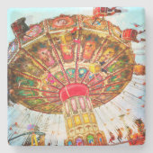  retro carnaval swing ride kleurrijke foto stenen onderzetter (Voorkant)