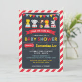 Retro Carnival Circus Animals Baby shower Uitnodig Kaart (Staand voorkant)