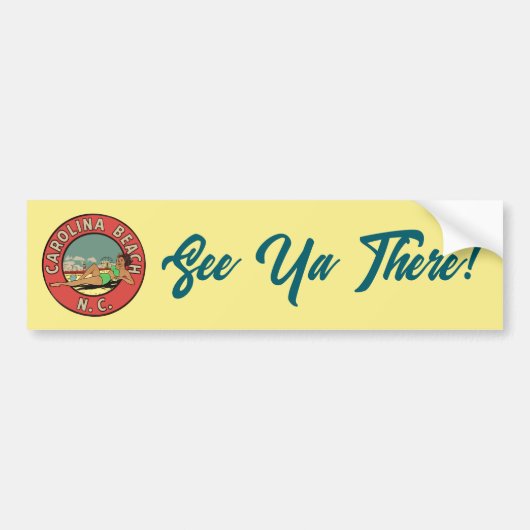 Retro Carolina Beach Rondel Bumpersticker (Voorkant)