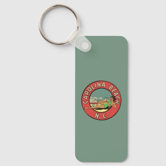 Retro Carolina Beach Rondel Sleutelhanger (Voorkant)