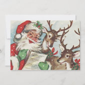 Retro Caroling Santa & Reindeer Christmas Feestdagenkaart (Voorkant)