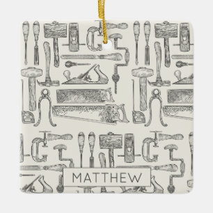 Retro Carpenter Handyman  Handgereedschap Keramisch Ornament