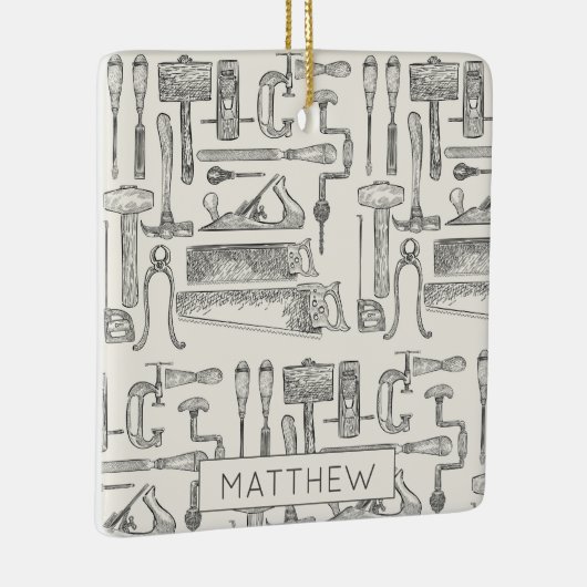 Retro Carpenter Handyman  handgereedschappen Keramisch Ornament (Rechts)