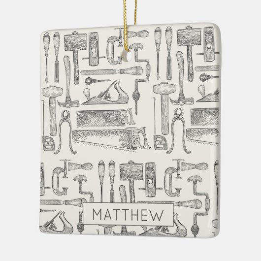 Retro Carpenter Handyman  handgereedschappen Keramisch Ornament (Links)