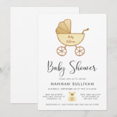 Retro Carriage Geel Goud Waterverf Douche Kaart (Voorkant / Achterkant)