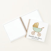 Retro Carriage Mint Green Baby shower Guest Book Notitieboek (Binnen)