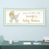 Retro Carriage Mint Groen Baby shower Welkom Spandoek (Beurs)