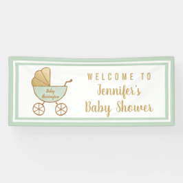 Retro Carriage Mint Groen Baby shower Welkom Spandoek
