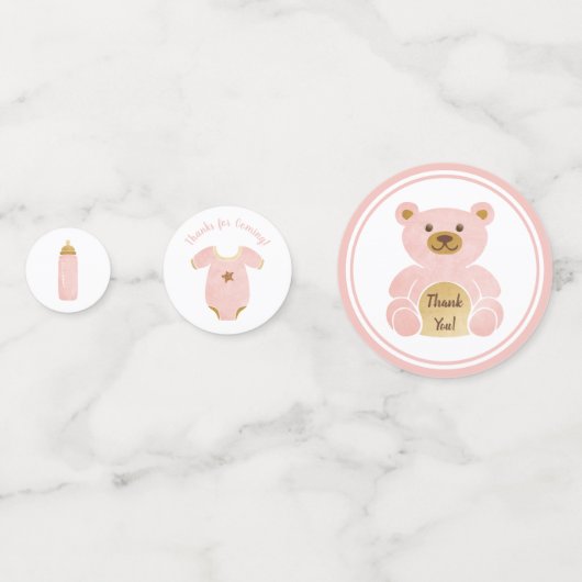 Retro Carriage Speelgoed Fles Roze Baby Meisje Dou Confetti (Achterkanten)