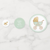 Retro Carriage Toys Bottle Mint Gold Baby shower Confetti (Voorkanten)