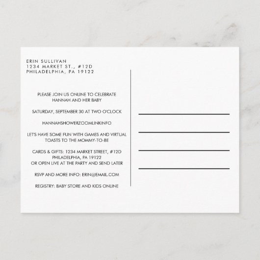 Retro Carriage Yellow Gold Virtual Baby shower Uitnodiging Briefkaart (Achterkant)