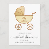 Retro Carriage Yellow Gold Virtual Baby shower Uitnodiging Briefkaart (Voorkant)