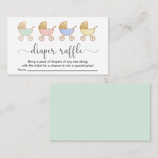 Retro Carriages Diaper Raffle Baby shower Informatiekaartje (Voorkant / Achterkant)