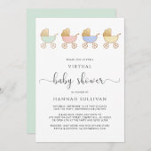 Retro Carriages Virtual Baby shower Kaart (Voorkant / Achterkant)