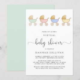 Retro Carriages Virtual Baby shower Kaart