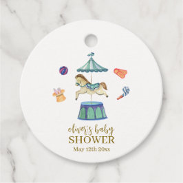 Retro Carrousel Carnaval Baby shower Bedankjes Labels