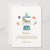 Retro Carrousel Carnaval Baby shower Bedankkaart (Voorkant)
