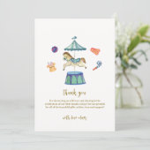 Retro Carrousel Carnaval Baby shower Bedankkaart (Staand voorkant)