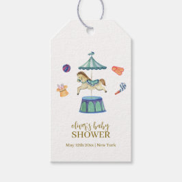 Retro Carrousel Carnaval Baby shower Cadeaulabel