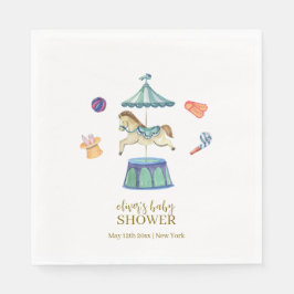 Retro Carrousel Carnaval Baby shower Servet
