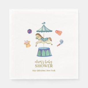 Retro  Carrousel Carnaval Baby shower Servet