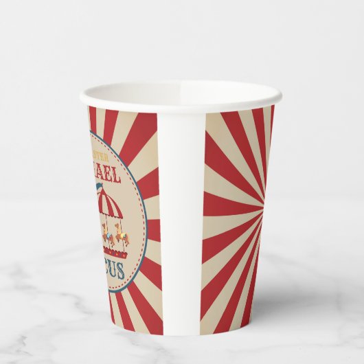 Retro Carrousel Circus Carnaval Verjaardag Papier Papieren Bekers (Links)