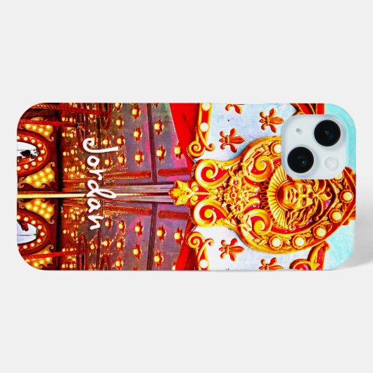  retro carrousel gezicht foto aangepaste naam vet Case-Mate iPhone case (Achterkant (horizontaal))