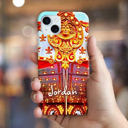  retro carrousel gezicht foto aangepaste naam vet Case-Mate iPhone case